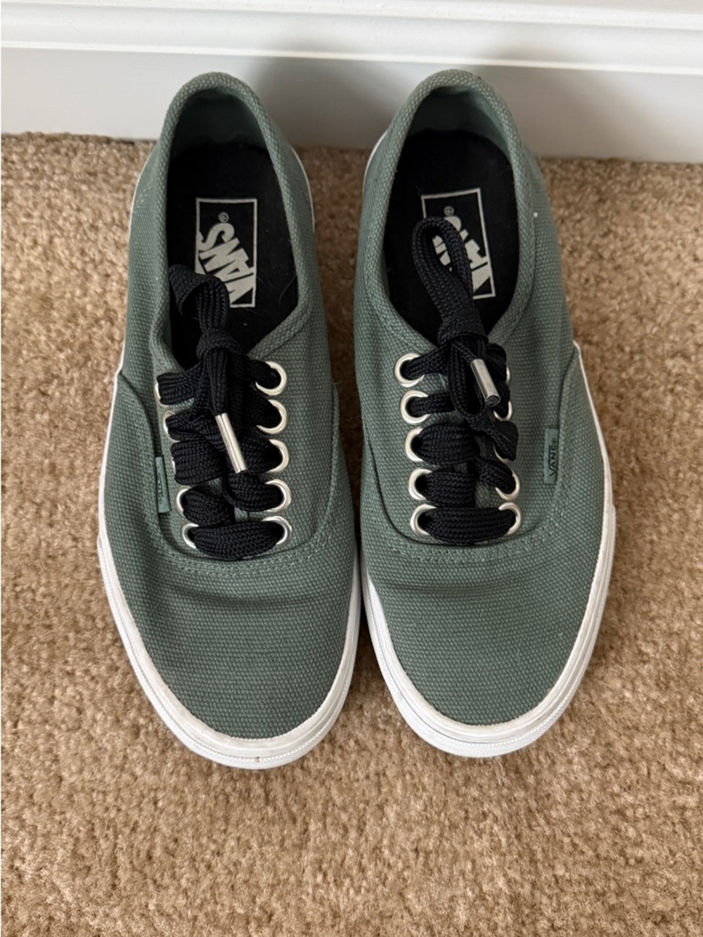 Vans Women’s Lace-Up Canvas Sneakers in Olive Green